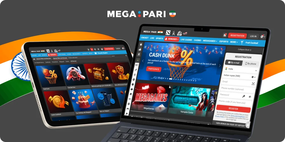 Megapari India mobile platform for betting and online casino games