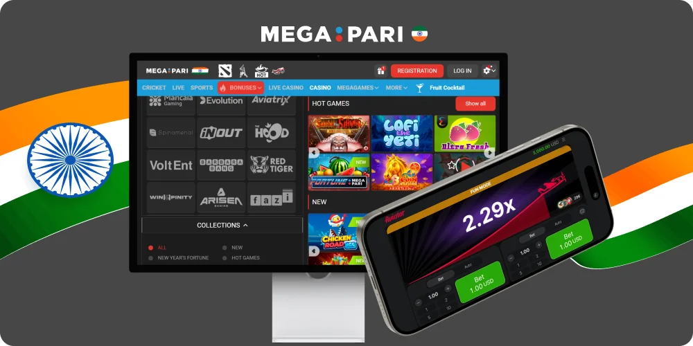 Megapari India online casino games by top software providers