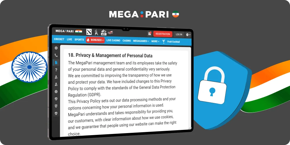 Megapari India privacy and security standards for Indian players