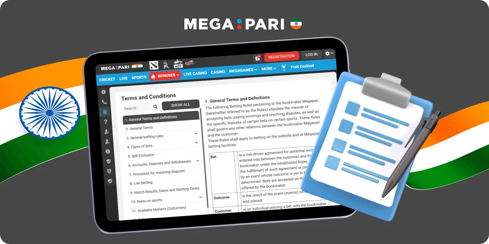 Rules and conditions for accessing Megapari India services